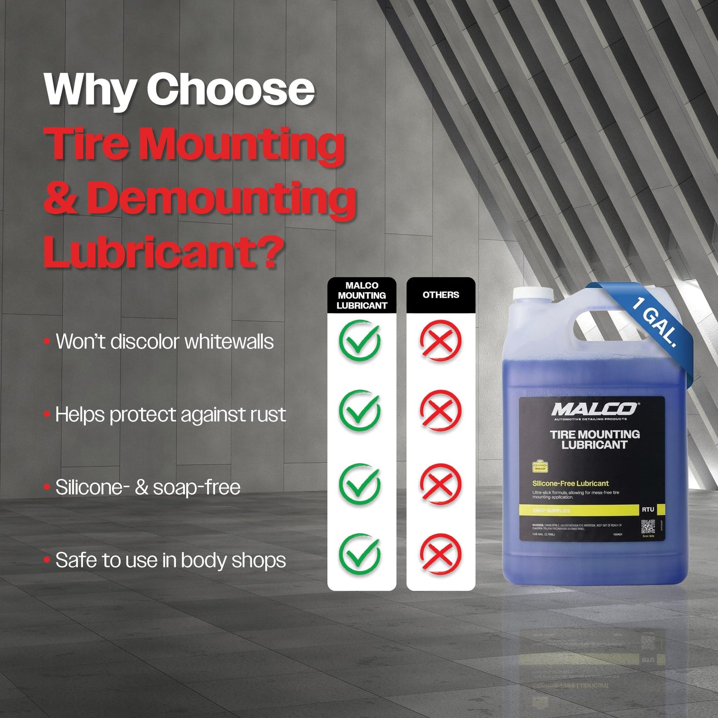 Malco Tire Mounting and Demounting Lubricant with Applicator - Tire Lube for Changing Tires/Improved Bead Seal & Rust Protection for Automotive, Truck, Farm, and Construction Tires