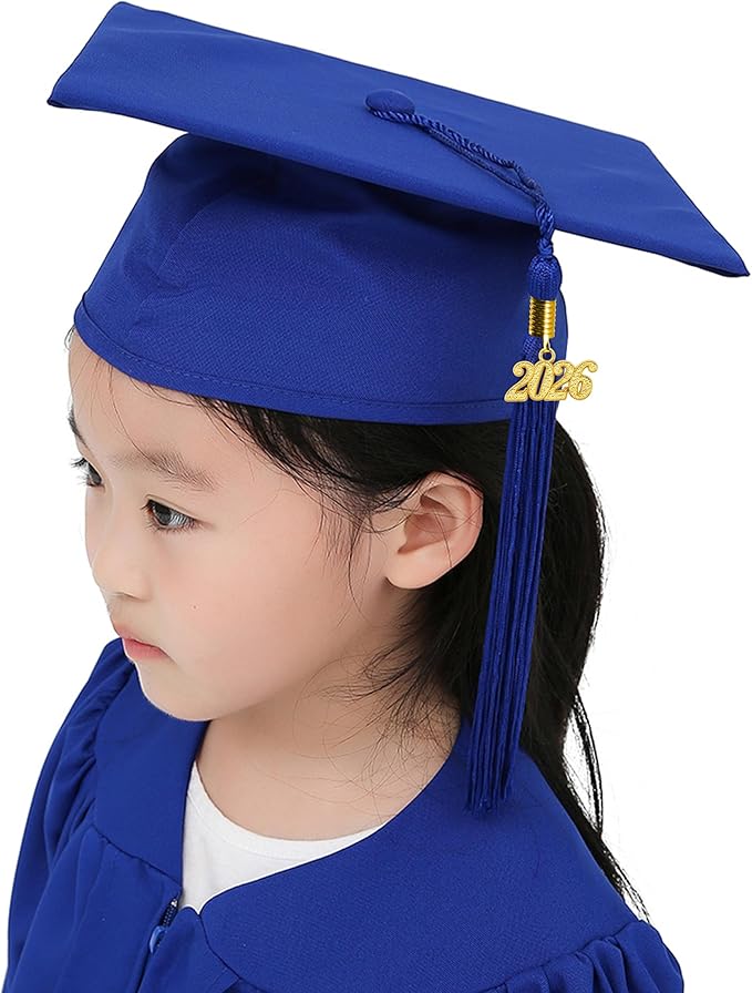 GraduationMall Matte Kindergarten & Preschool Graduation Cap for Kids with 2026 Tassel Black