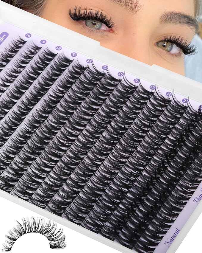 ALICE Flaunt Lash Clusters Wispy Eyelash Clusters 8-16mm Thin Band Cluster Eyelash Extensions DIY Salon Individual Lashes 168pcs Natural Volume Lash Extensions