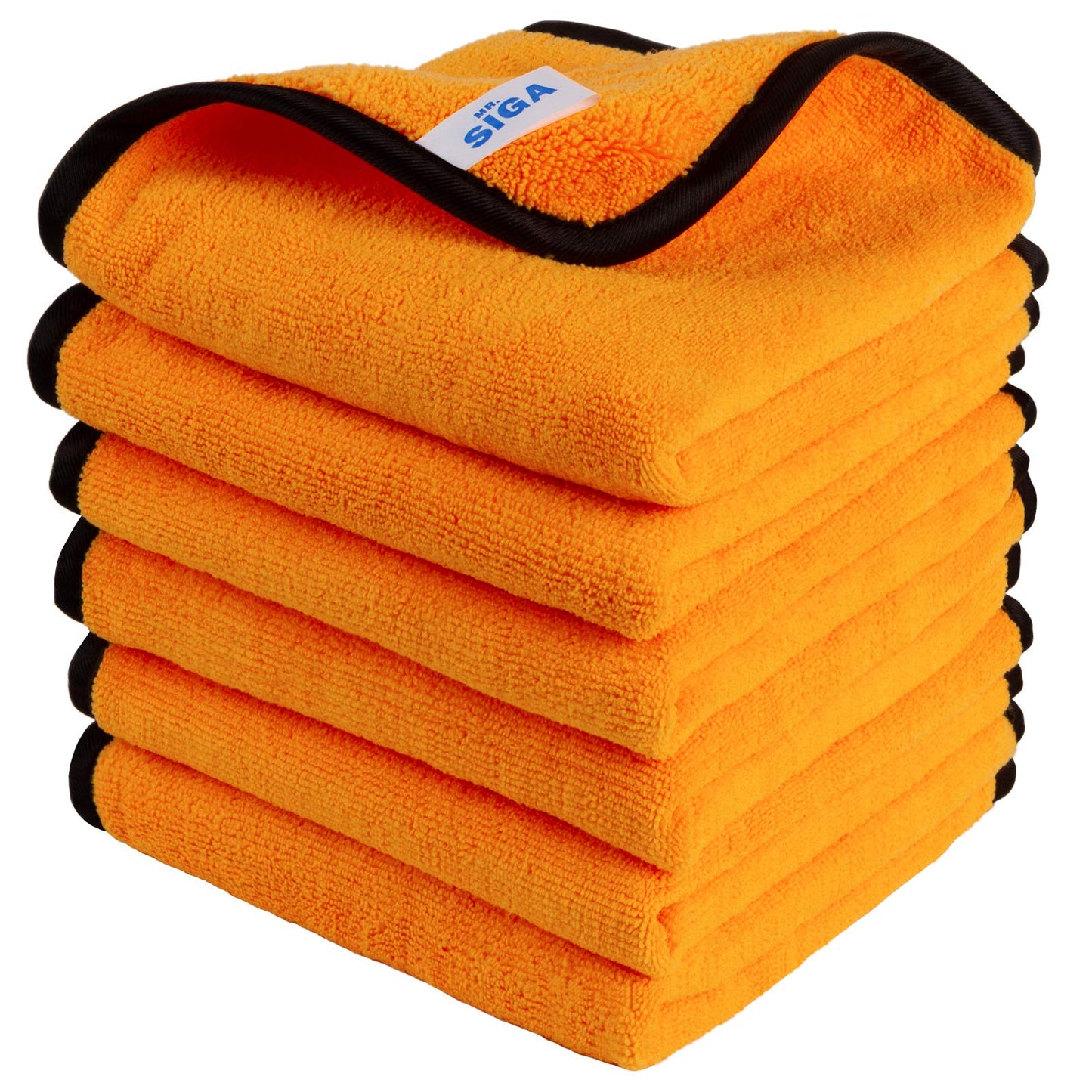 MR.SIGA Professional Premium Microfiber Towels for Cars, Dual-Sided Car Washing and Detailing Towels, Gold, 15.7 x 23.6 inch, 6 Pack