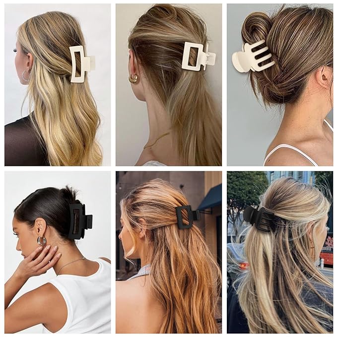 12 Pcs Hair Clips for Women 3 Styles Small Medium Large Claw Clips for Thin Thick Curly Hair, Strong Hold & Non-Slip Clips, Matte Plastic Hair Accessories Ideal Gifts for Women (Black & White)