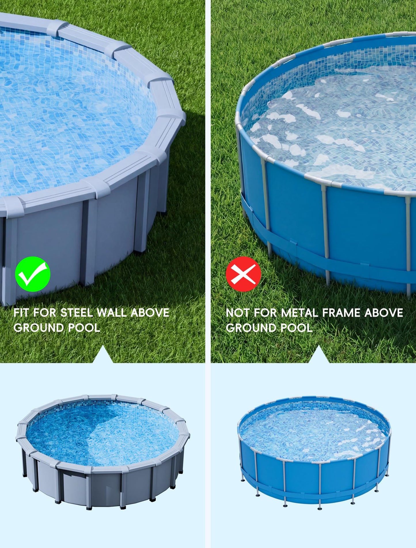 POOLHOUR Solar Pool Lights for Above Ground Pools (Steel Wall Only), LED Pool Wall Light with Remote & Timer, Submersible Underwater Lighting, 10-Color RGB 4-Mode Poolside Solar Lights, 1 Pack