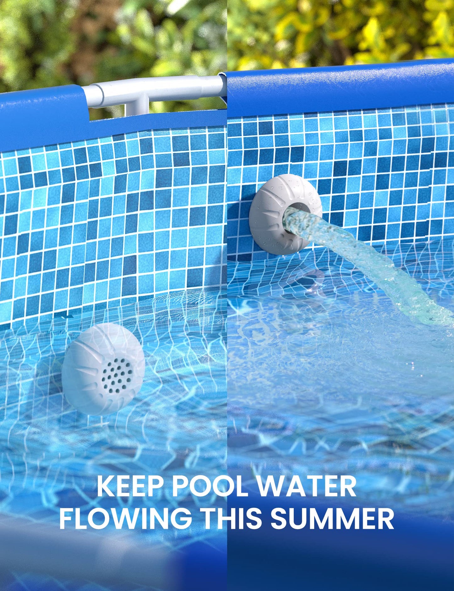 SUMMERBUDDY Above Ground Pool Parts, Replacement Pool Pump Part for Intex/Bestway/Coleman with Plunger Valve, 1.5" Outlet Strainer & Inlet Nozzle, Pool Hose Adapter for Intex Sand Pump (Grey)