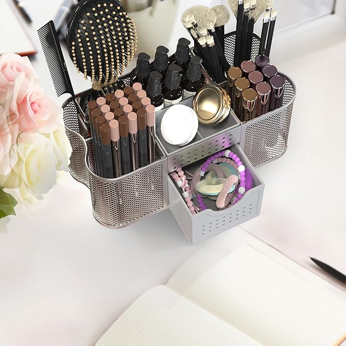 Deco Brothers Desk Organizers Pen Holder Office Caddy Storage, Silver