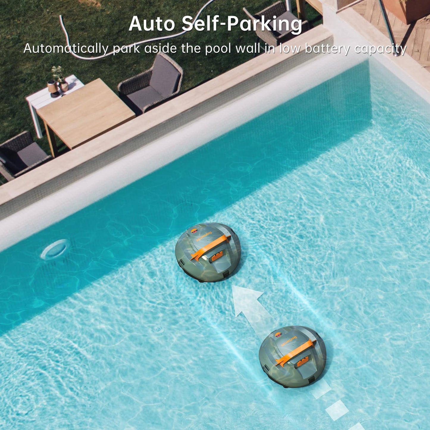 CoasTeering Planet Edge Cordless Pool Vacuum Robot, with 120-Min Runtime, Powerful Dual-Motor, Adjustable Cleaning Paths, Robotic Pool Cleaner for for Above Ground Pool and Flat Pools Up to 850 Sq.ft
