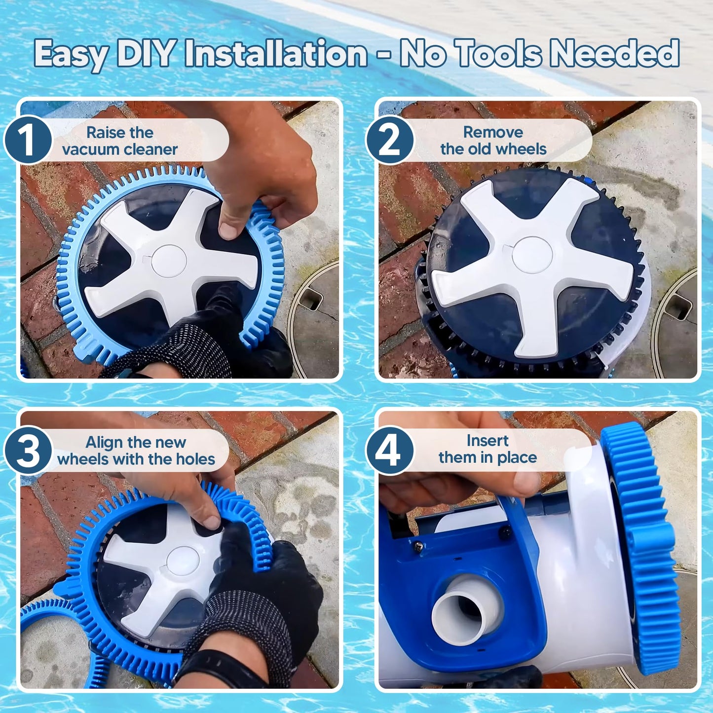 Funmit 896584000-143 Blue Front Tire Kit with Super Hump Replacement for Haywood Poolvergnuegen Select Pool Cleaners and Perfectly Compatible with Hayward Phoenix Cleaners (2 Pack)