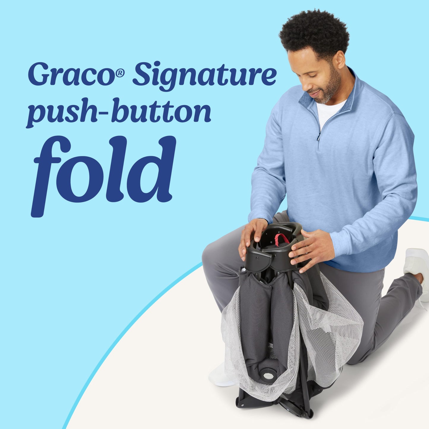 Graco On the Go Zip DLX Pack ‘n Play Playard, Folding Playpen with Bassinet, Portable Crib, Parker