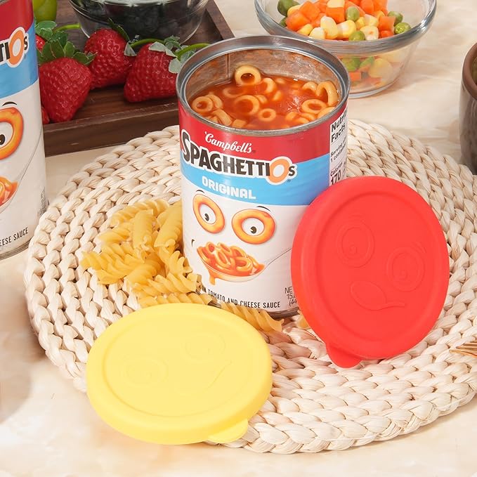 2 Packs Silicone Lids for 15.6 oz and 15.8 oz SpaghettiOs Canned Pasta, Food Sealing Lids for Can, Can Covers for Canned Good, Freezer&Dishwasher Safe (Can NOT Included)