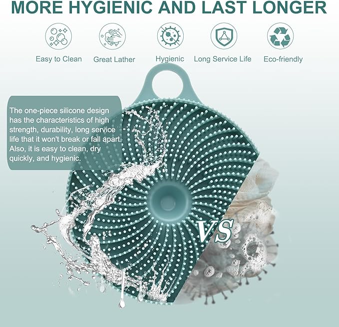 INNERNEED 2-in-1 Silicone Body Scrubber and Scalp Massager Shampoo Brush, Food-Grade Soft Material, More Hygienic, Easily Lather, Convenient for Travel, Gym, Business,etc (Dark Green)
