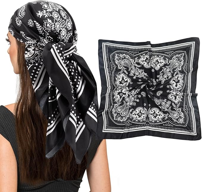 vimate 35" Square Silk Like Head Scarf - Women's Fashion Satin Scarf Bandana for Hair Wrapping at Night.