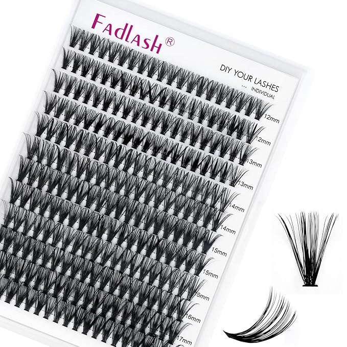 FADLASH Wispy Lash Clusters 280Pcs Individual Natural Eyeslash Cluster 40D Lash Extensions 12-18mm Soft D Curl Fluffy Cluster Eyelash Extension