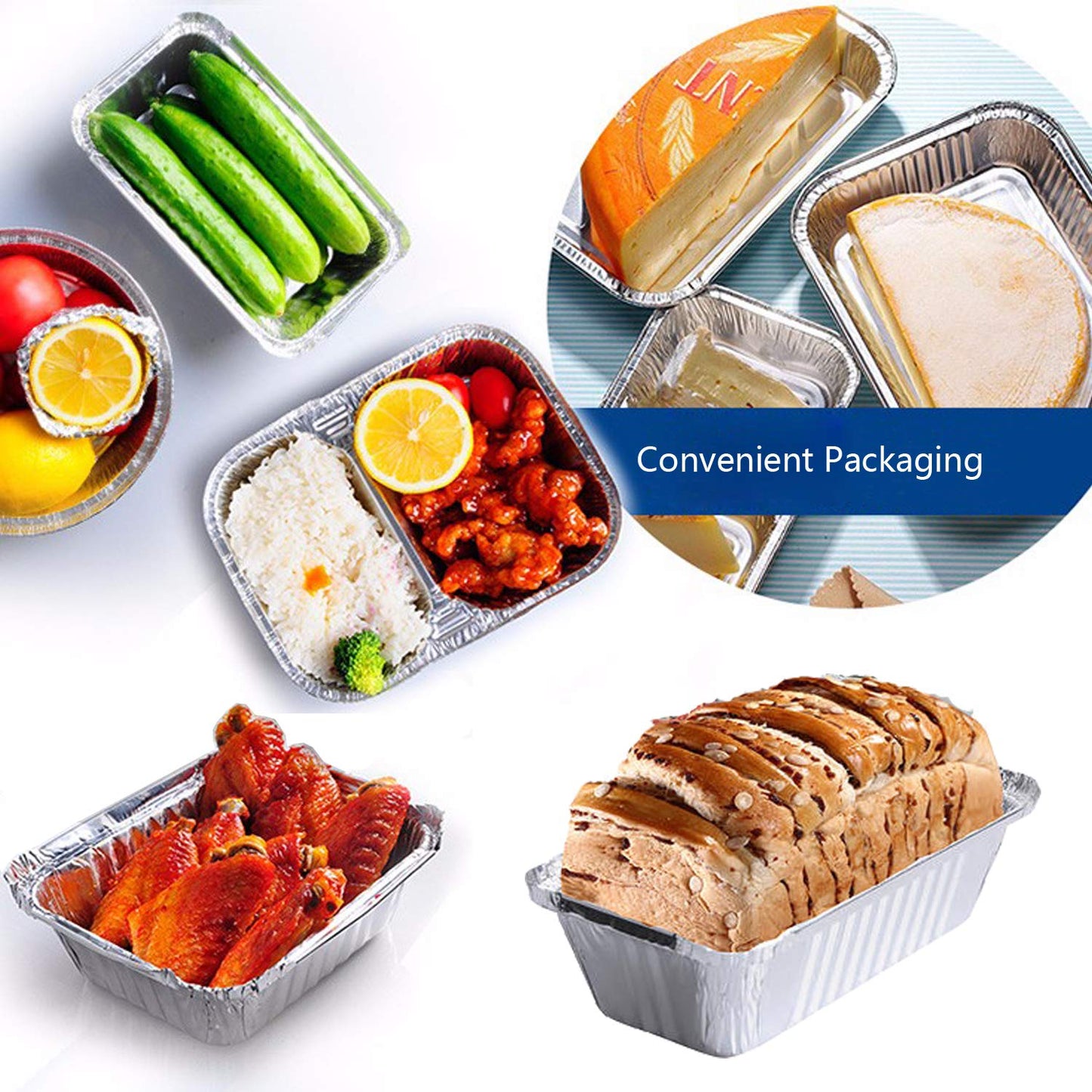 Waytiffer Loaf Pans [50 Pack] 2Lb Heavy Duty Disposable Aluminum Foil Premium Bread Tins Standard Size - 8.5" X 4.5" X 2.5" Perfect for Homemade Cakes & Breads