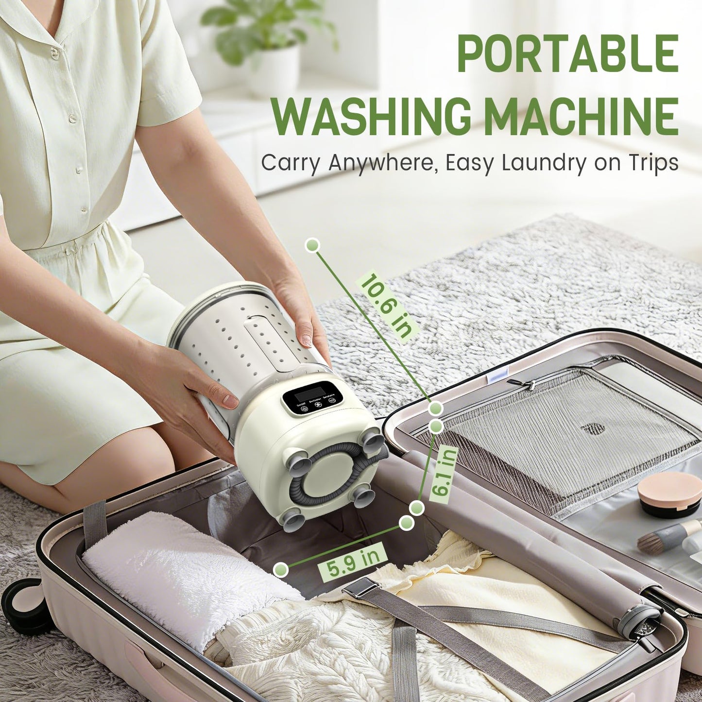 2L Mini Washing Machine, Portable Underwear Washer with 3 Modes (5-Min Wash, 5-Min Rinse, 3-Min Spin), Leakproof & Detachable Design, Drain Hose, Deep Cleaning for Underwear, Socks & Baby Items