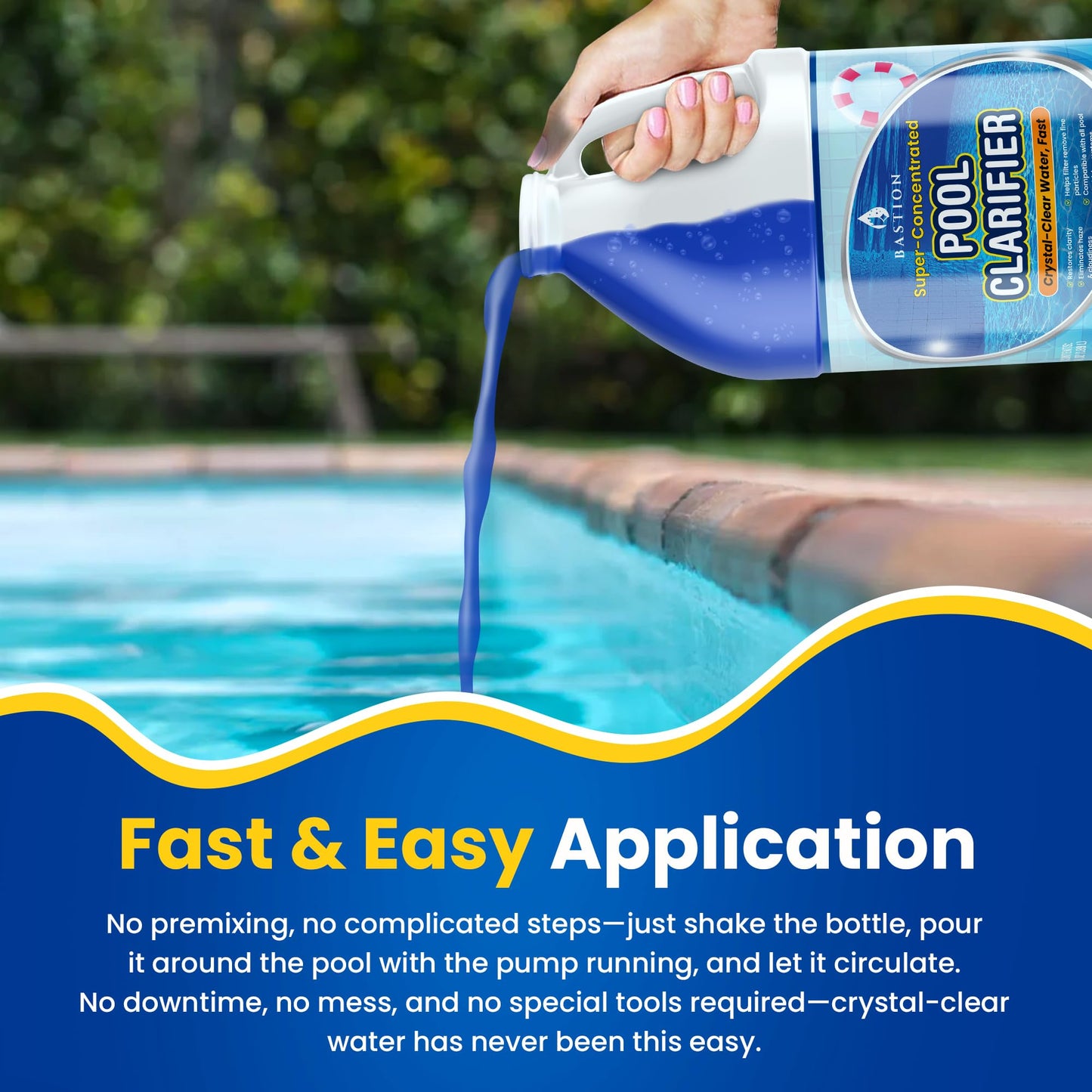 Pool Clarifier & Water Flocculant – Super Concentrated Floc for Cloudy Above Ground & Inground Swimming Pools – 64 oz – Chlorine, Saltwater, Chemicals Compatible – 1 oz Treats 5,000 Gallons