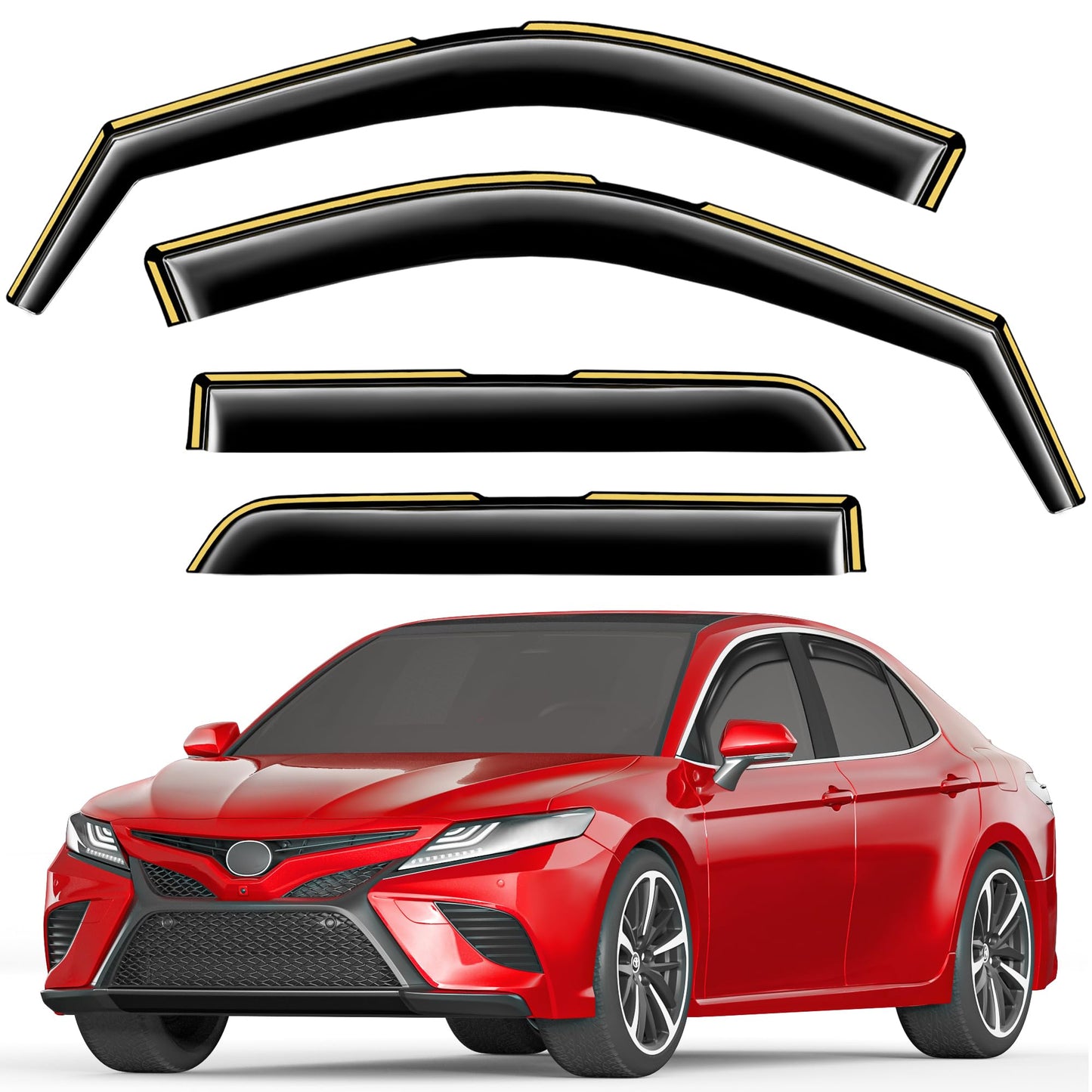 Saleago in-Channel Window Rain Guards Fit for Toyota Camry 2018 2019 2020 2021 2022 2023 2024 Extra Durable Window Visors Window Deflectors Vent Visors Vent Shades Car Accessories-4 pcs 2-Q14