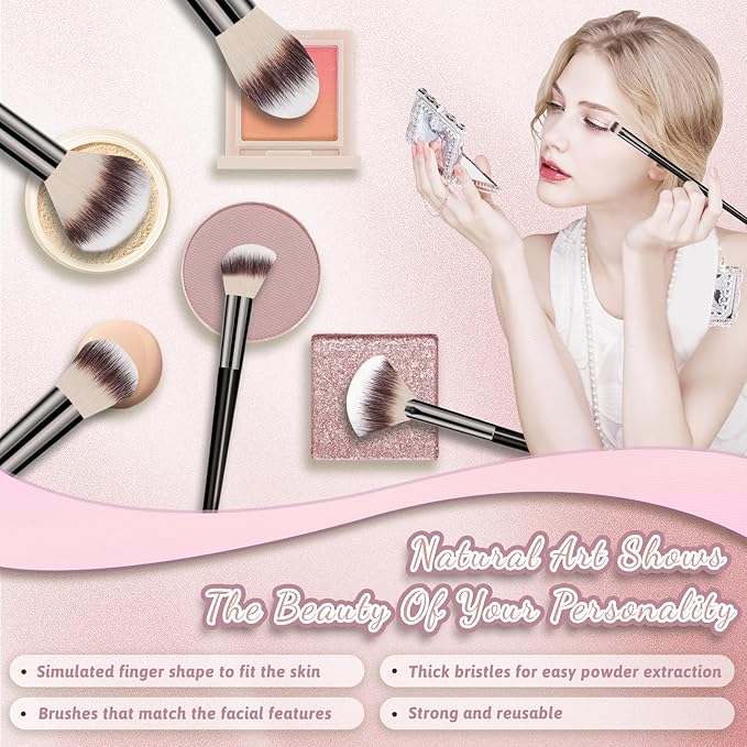 Makeup Brush Set, Premium Synthetic 14 Pcs Makeup Brushes, Travel Makeup Brush Set for Foundation, Concealer, Blush and Eyeshadow Brush(Brown)