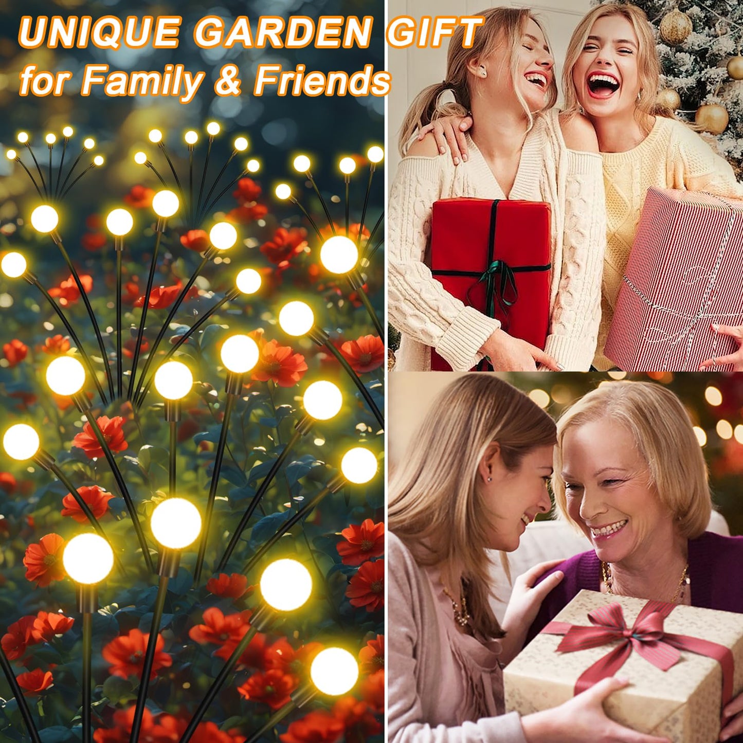 ZFNN Solar Garden Lights Outdoor, 4 Pack Firefly Swaying Lights, Waterproof Garden Decor for Yard Patio Pathway Lawn, Gardening Gifts for Women Christmas Decoration