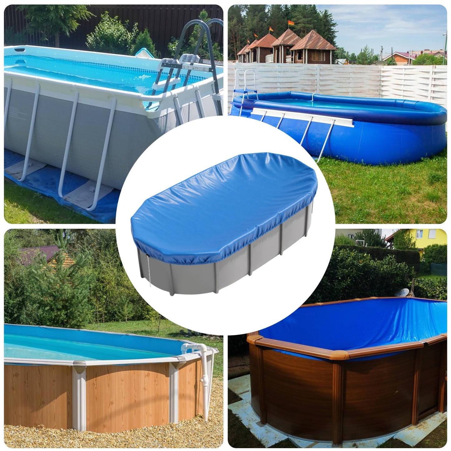 16x10 FT Oval Pool Cover for Above Ground Pools,Solar Oval Pool Cover Protector with Drawstring for Cold and UV Resistant,Dustproof -All-Weather Protection(Cover Size:19.1 x 11.2FT)