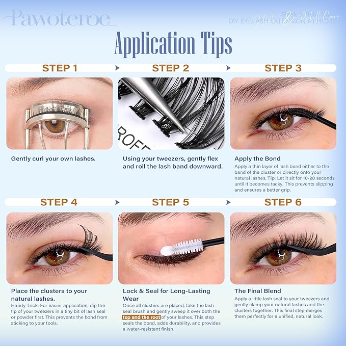 Pawotence Lash Clusters 200pcs Individual Lashes 30D 40D Cluster Eyelash Extensions 11-16mm Eyelash Clusters Lash Extensions for Self Application (30D&40D, 0.07D, 11-16mm Refill)