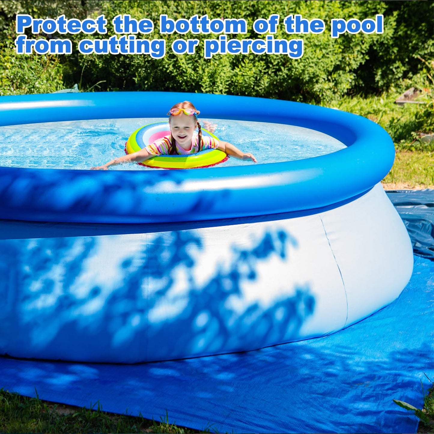 YEXEXINM 16 x 16 Ft Pool Ground Cloths,Swimming Pool Waterproof PE Swimming Pool Liner Pad for Protect Above Ground Pool Blanket for 8ft to 15ft Frame Above Ground Pools Accessories Prevents Punctures