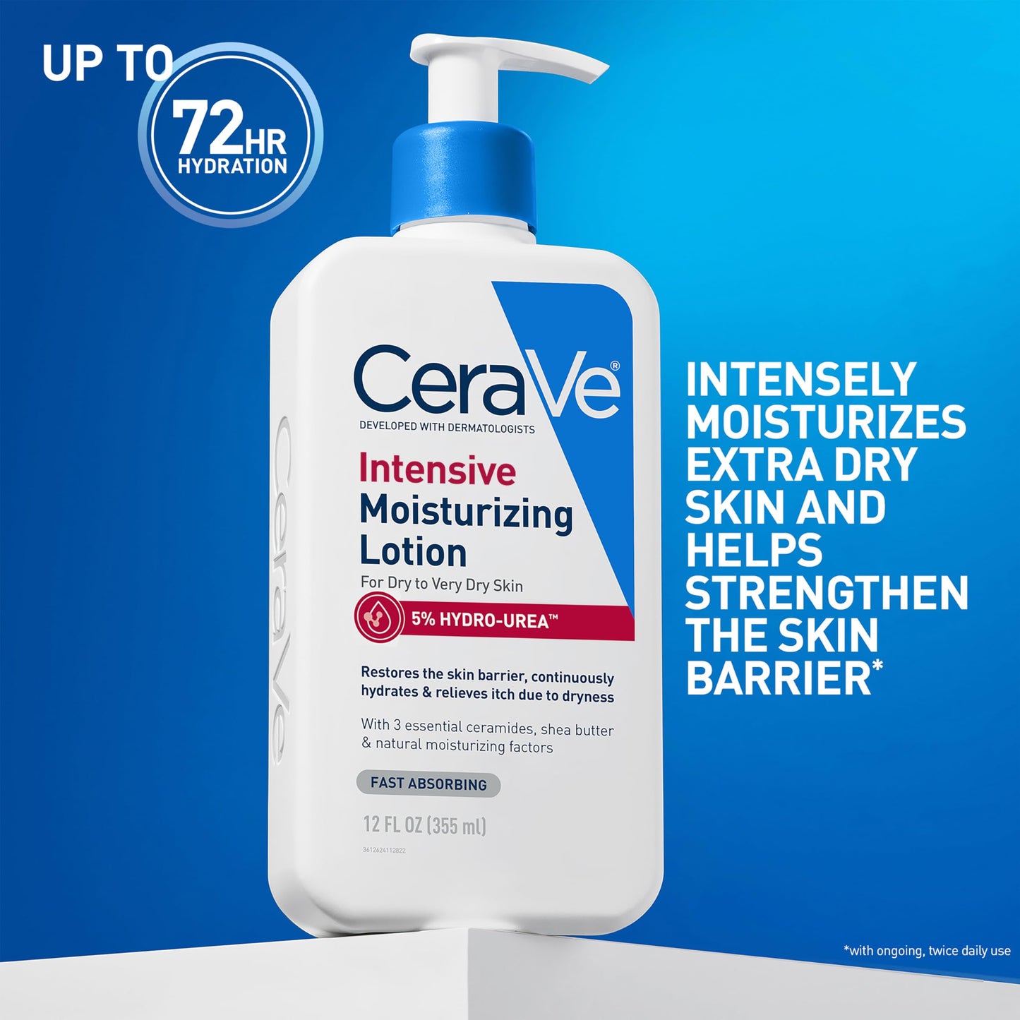 CeraVe Intensive Moisturizing Lotion, Hydro-Urea + Shea Butter, Body Lotion For Dry Skin, Relieves Signs Of Extra Dry Skin, Non Greasy Hydrating Cream For Rough, Tight, Red & Itchy Skin, 8oz