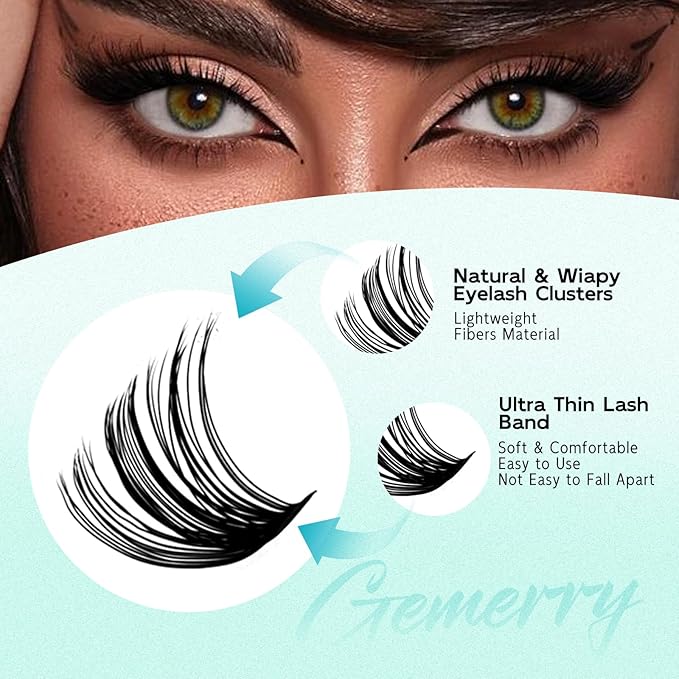 GEMERRY Lashes Clusters Kit Thick Lash Clusters 3 Styles 840Pcs Fluffy Lash Clusters Kit with Waterproof Bond and Seal Remover Tweezers for Beginners（30P+40P+50P）