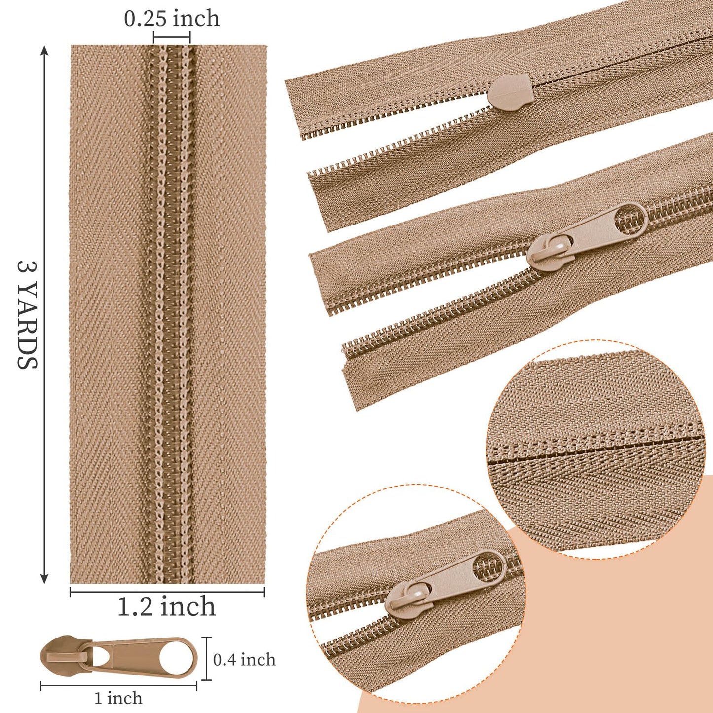 Syhood 12 Pieces 36 Yards #5 Sewing Zippers Tapes by The Yard Nylon Coil Zipper Rolls Bulk with 120 Alloy Sliders for DIY Crafts Bags Repair and Sewing Supplies(Morandi Color)
