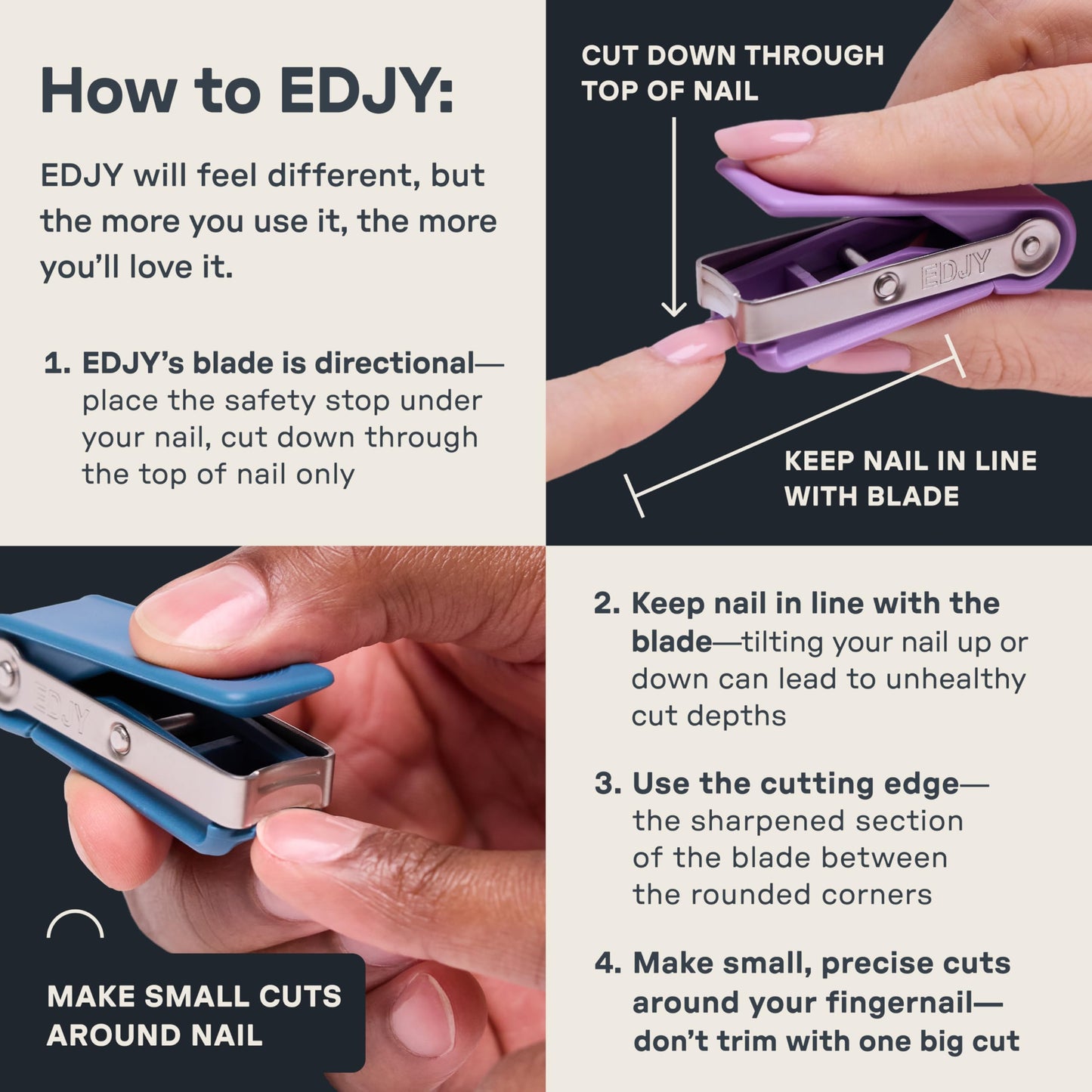 EDJY Fingernail Cutter - Precision Stainless Steel Nail Cutter for Fingernails | Sharp Blade, Ergonomic Design, Durable & Rust-Resistant | Ideal for Men and Women | EDJY Blue