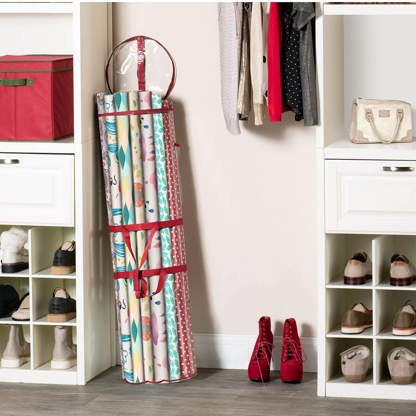 ZOBER Wrapping Paper Storage Containers - 40 Inch Gift Wrapping Organizer Storage - Fits 25 Standard Rolls of Wrapping Paper - Waterproof