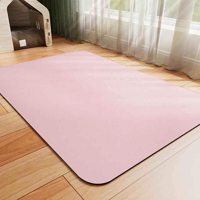 Dog Food Mat - Absorbent Cat Mat for Food and Water, No Stains Pet Feeding Bowl Mat, Easy to Clean Pet Placemats, Quick Dry Dog Water Dispenser Mat for Messy Drinkers | Pink 18"x28"