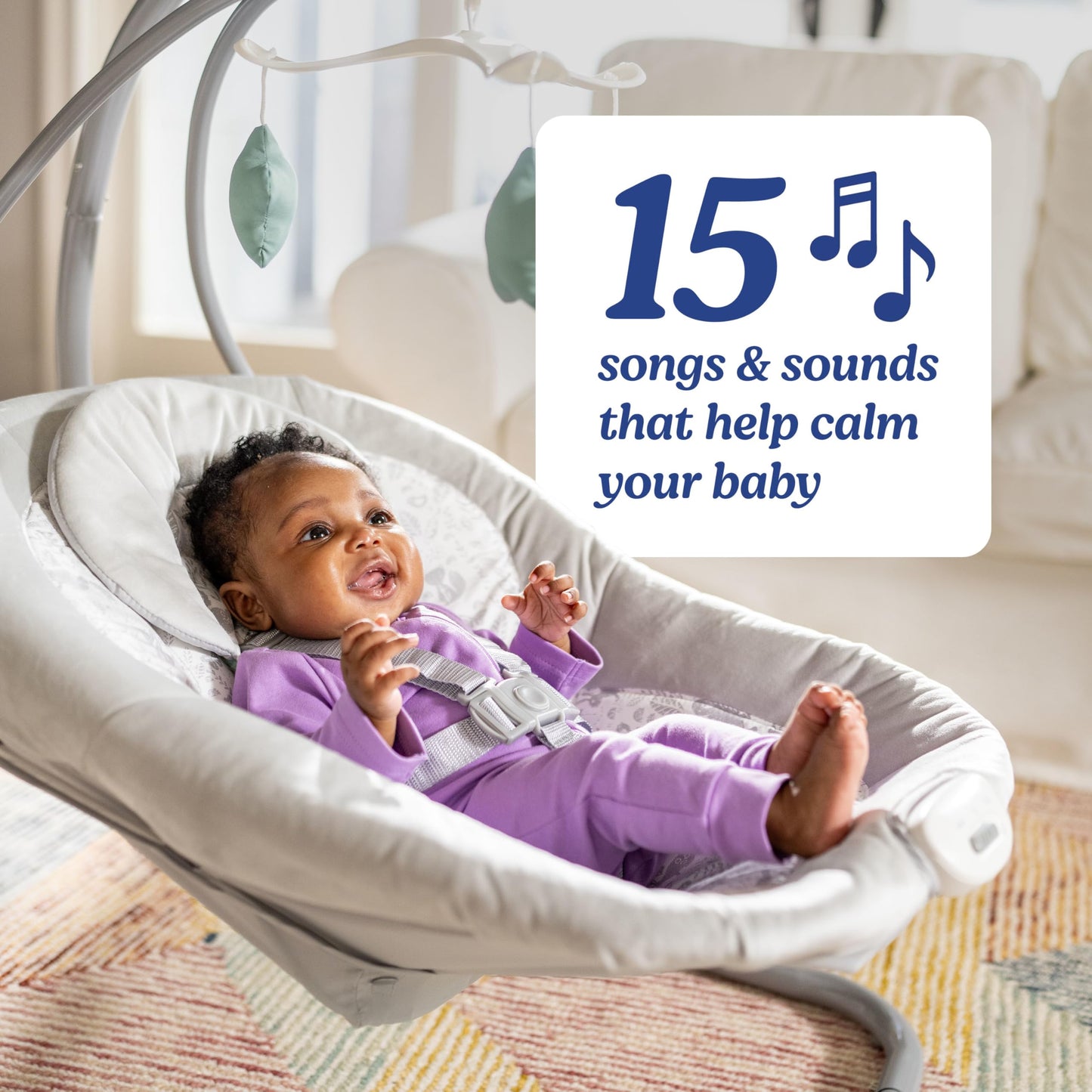 Graco Simple Sway Baby Swing, Side‑to‑Side Motion, Infant Swing with 6 Speeds, Vibration, Ivy