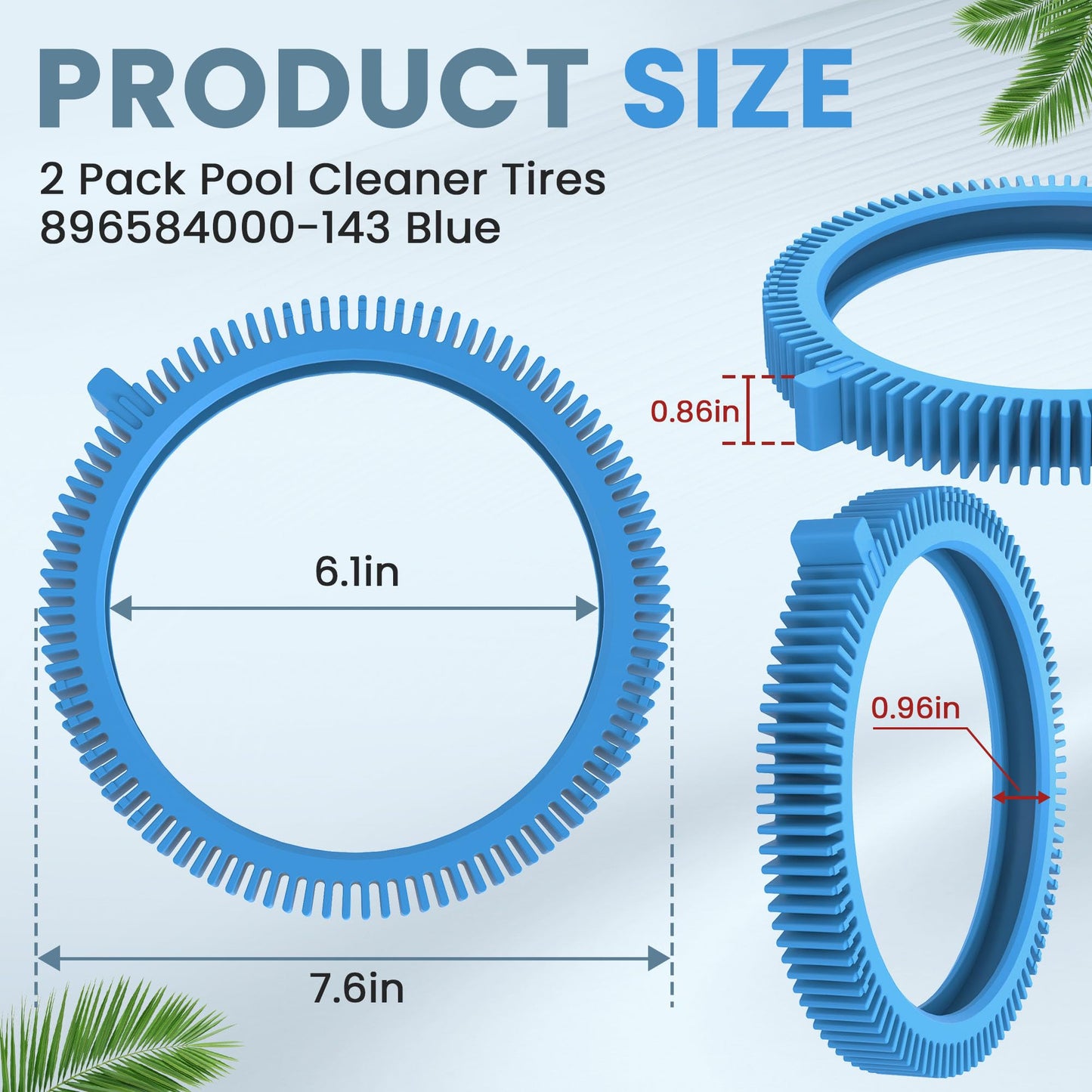 2 Pack Pool Cleaner Tires 896584000-143 Fits for Poolvergnuegen Pool Cleaner Parts - 896584000-143 Blue Front Tire Kit with Super Hump By AMI PARTS