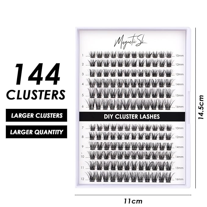 Lash Clusters 144 Pcs Individual Lashes Clusters Eyelash Extensions False Eyelashes DIY Lash Extension Reusable False Eyelashes Natural Look Mix 10-16mm-DM06