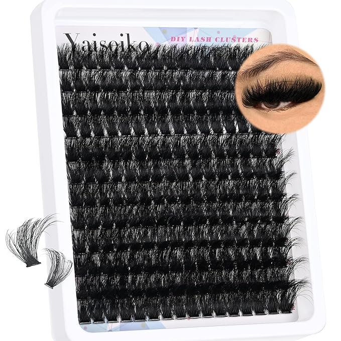 Eyelash Clusters 14-22mm Thick Volume Lash Clusters Eyelash Extensions 200D Individual Lashes Clusters 192pcs DIY D Curl Wispy Plant Fibers Lashes Clusters, by Yaiseiko
