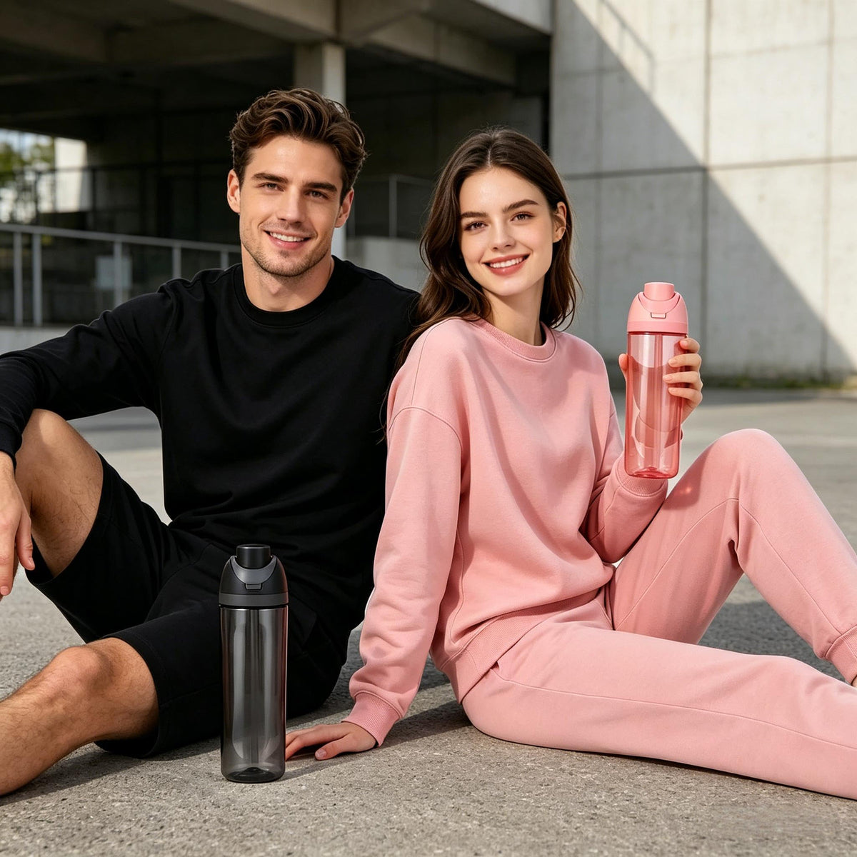 KiiKiiPaNa Clear Plastic Water Bottle with Straw, BPA-Free Sports Water Bottle, Great for Travel, Sports, work, shopping，20 Oz
