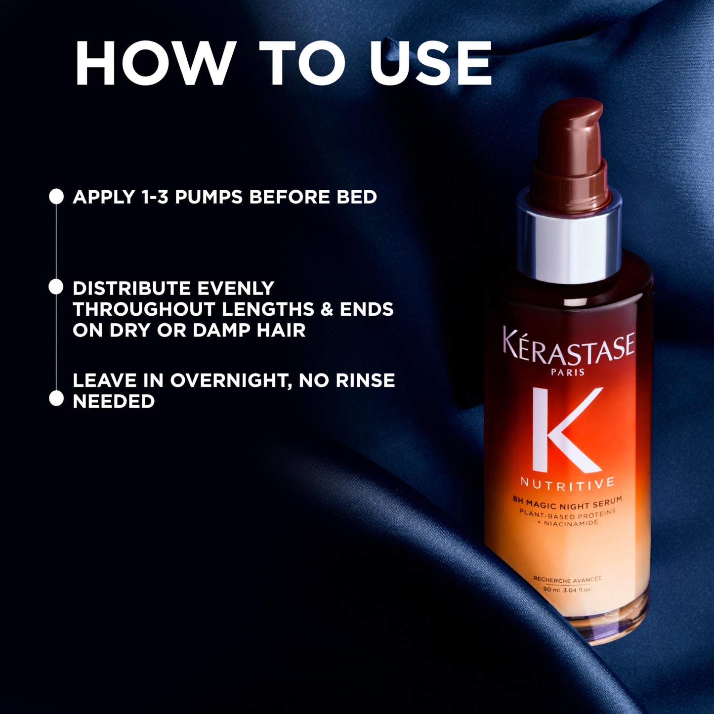 Kerastase Nutritive 8H Magic Night Serum - Overnight Treatment for Dry Hair, Enhances Shine, With Plant-Based Proteins, 1.01 Fl Oz, Travel Size
