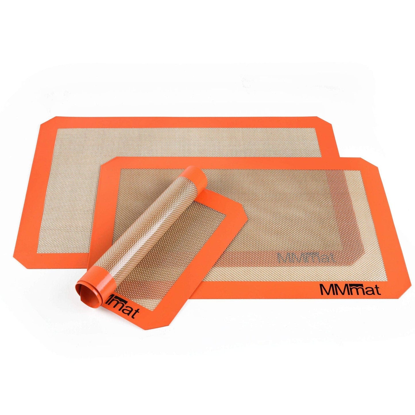 MMmat Silicone Baking Mat - Best German Silicone - Non Slip Silicone Baking Sheet, Non Stick Reusable Silicone Mats for Baking, Oven Liner, Counter Mat - Half + Medium + Quarter Baking Sheets Set