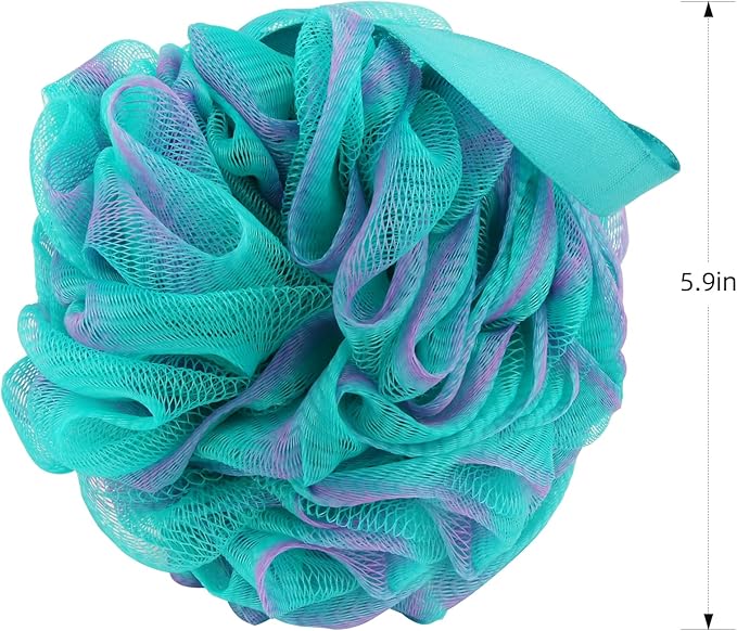 Fu Store Loofah Sponge Shower Loofahs 60g Bath Sponges Mesh Balls 4 Colors for Body Scrubber Exfoliator Wash Back Scrubbers Bathroom Men Women - 4 Pack Cleaning Bathing Accessories
