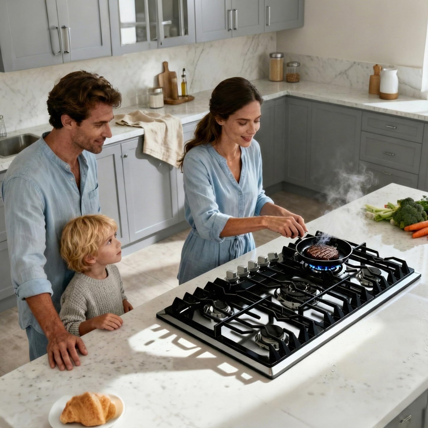 TOPWISH 12 Inch Gas Cooktop, LPG/NG Convertible Built-in Gas Stove Top with 2 Burners 18000BTU, 304 Stainless Steel 2 Burner Propane Stove, Propane Stovetop Thermocouple Protect for Apartments, Rvs