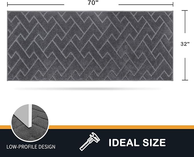 PURRUGS Dirt Trapping Door Mat 32" x 70", Non-Slip Machine Washable Entry Rug, Dog Doormat, Indoor Front Door Mat, Super Absorbent Entryway Rug for Muddy Shoes & Paws, Grey