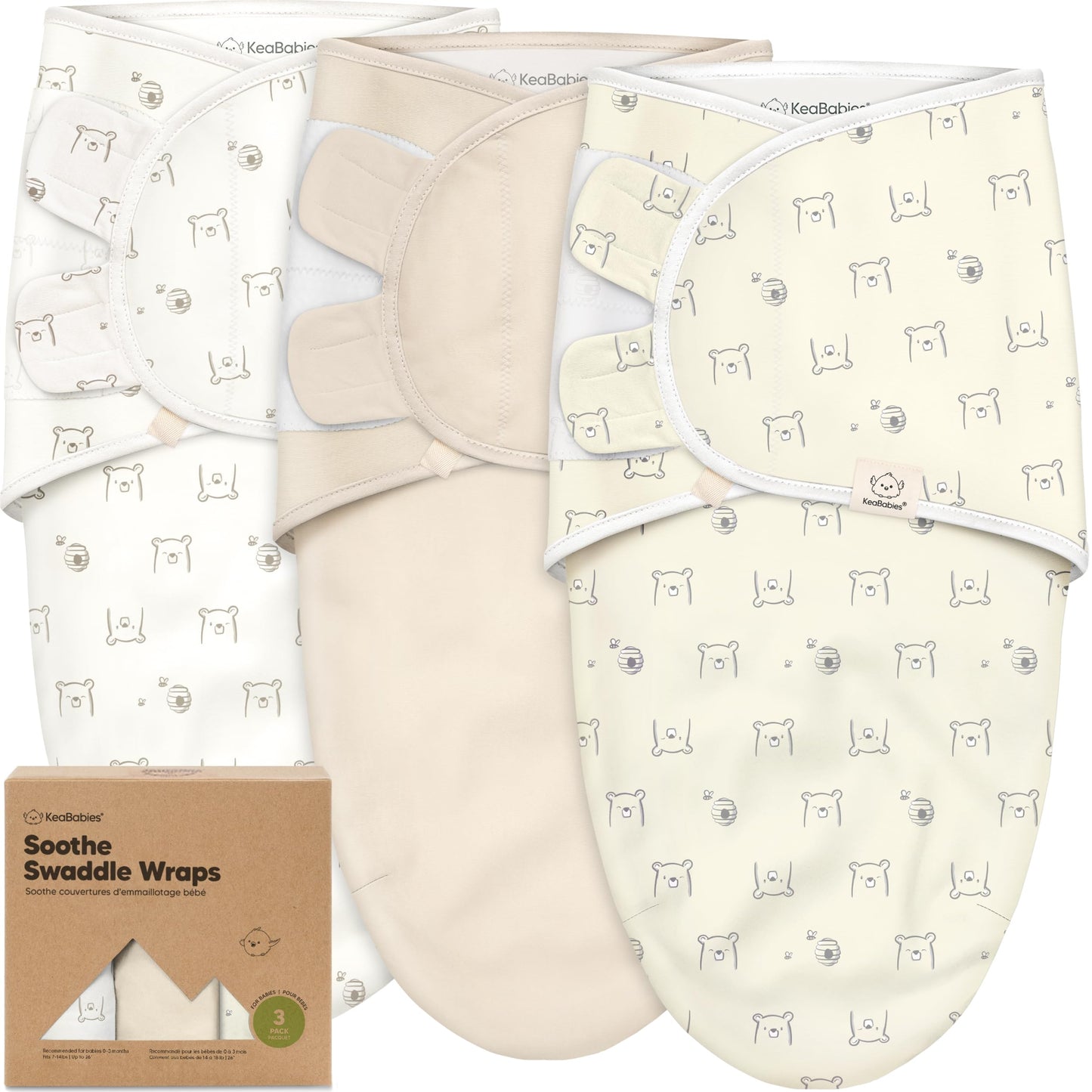 3-Pack Organic Baby Swaddle Sleep Sacks - Swaddles for Newborns, Infant 0-3 Months, Baby Girls, Boys, Soft & Snug Newborn Sleep Sack, Nursery Swaddling Blankets (Bumble Bear, OS)