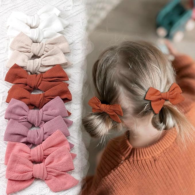 CÉLLOT 20 Pieces Girls Hair Bows Linen Fabric Bows Alligator Clips Hair Accessories for Little Girls Toddlers Kids and Teens(Pink)