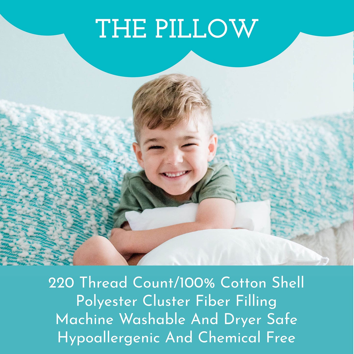 Toddler Bed Pillow with Cotton Pillow Case – 13x18 Kids Pillows for Sleeping, School, Travel & Daycare – Hypoallergenic Toddler Pillow 2 Year Old to 5 with Envelope Pillowcase (Dinosaurs White)