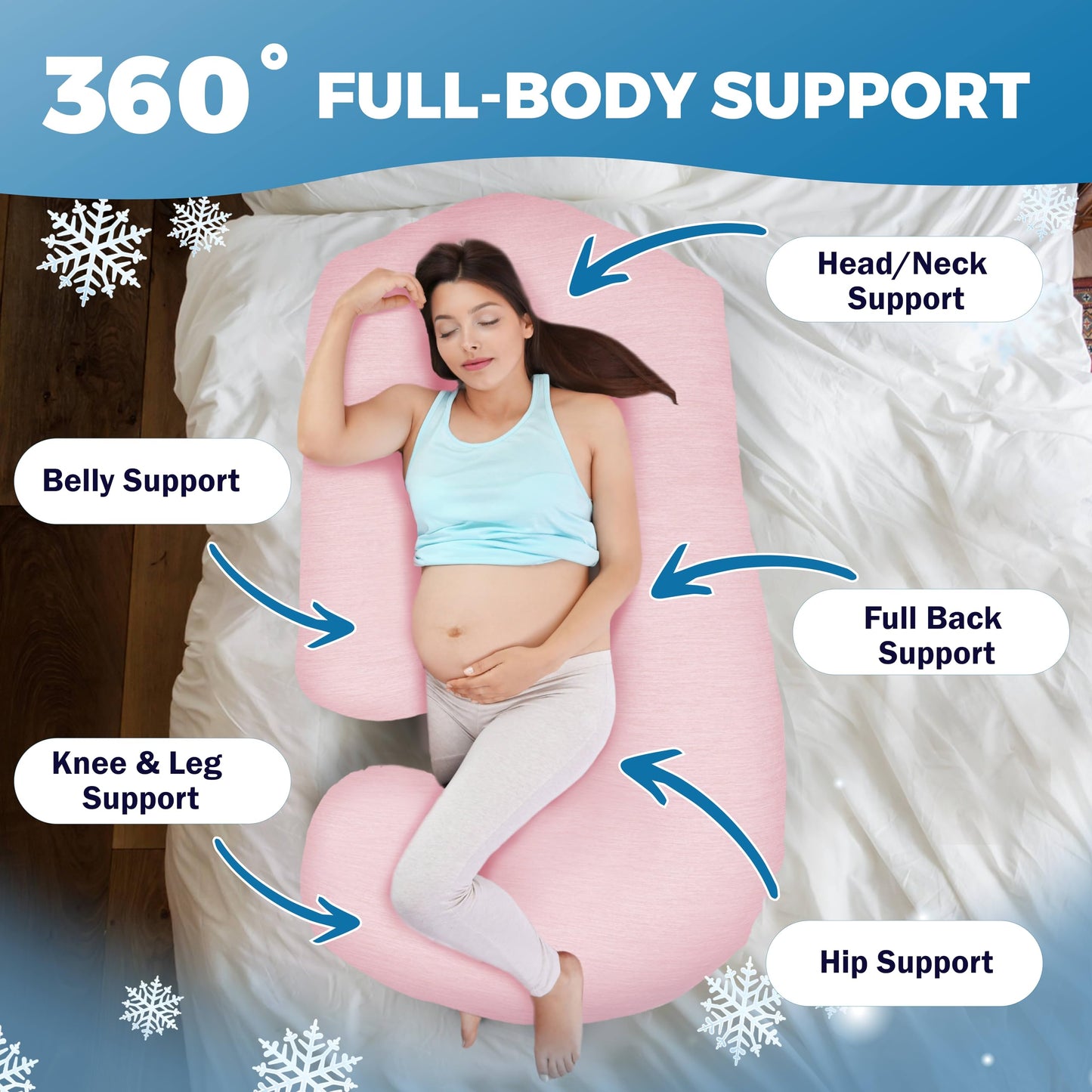 PILLANI Pregnancy Pillows for Sleeping - V C U Shaped Full Body Pillow with Removable Cover, 57inch Cooling Maternity Pillow for Pregnant Women, Support for Back Belly Legs Hip - Pregnancy Must Haves