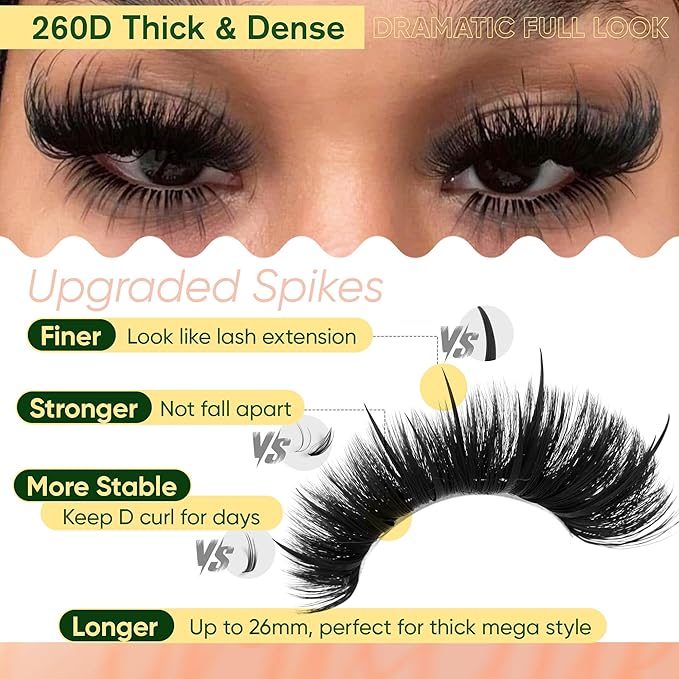 Lash Clusters with Bottom Lashes Spike Long 26mm Lash Clusters with Spikes 260D Volume Eyelash Clusters DIY Cluster Eyelash Extensions Mega Style Individual Bottom Lashes Extension by CORUSCATE