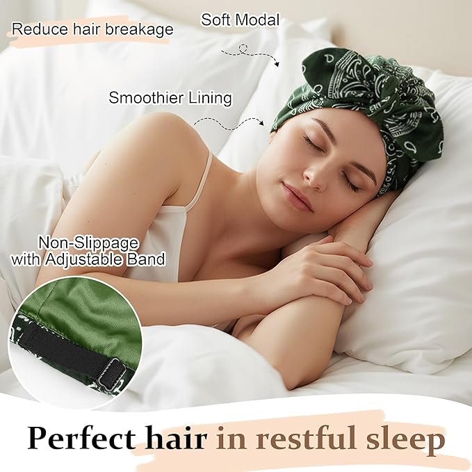 Ababalaya Satin Lined Beanies for Women Chemo Headwear Silky Lined Cotton Sleeping Cap