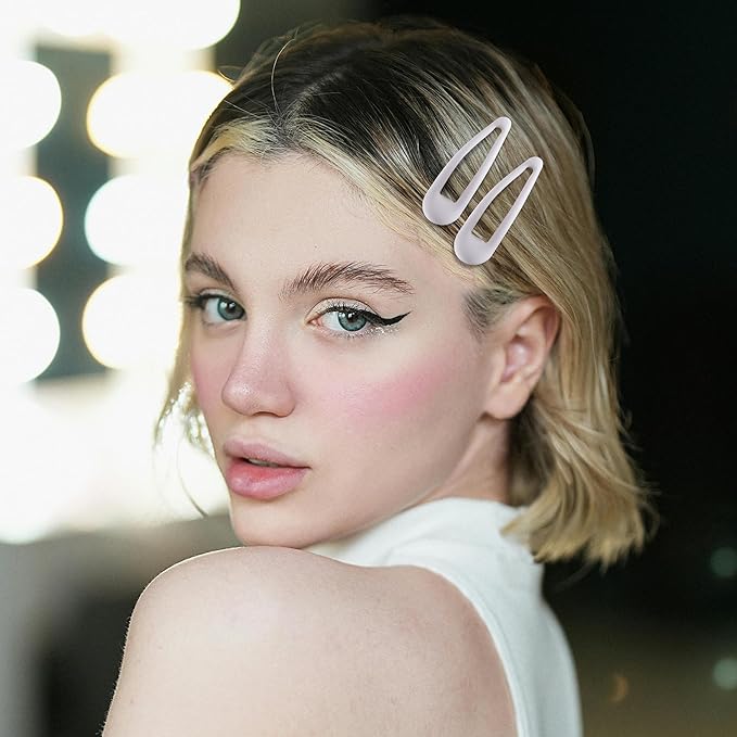 Small Hair Barrettes For Women No Slip Metal Snap Clips For Thin And Fine Hair,Matte White,20 PCS,1.97 x 0.5 Inch.