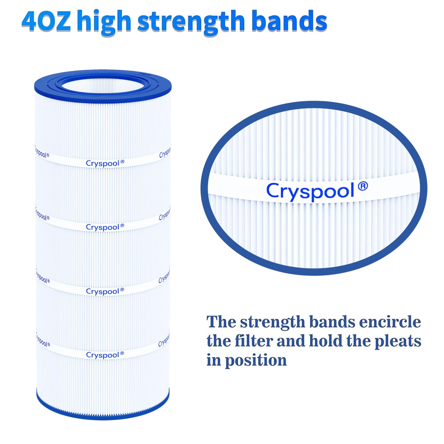 Cryspool® 09028 Filter Compatible with CC100, Clean & Clear CCRP100, R173215, Predator-100, Posi-Clear PXCRP 100, PAP100, C-9410,FC-0686, 100 Sq. Ft Pool Filter Cartridge, 1 Pack
