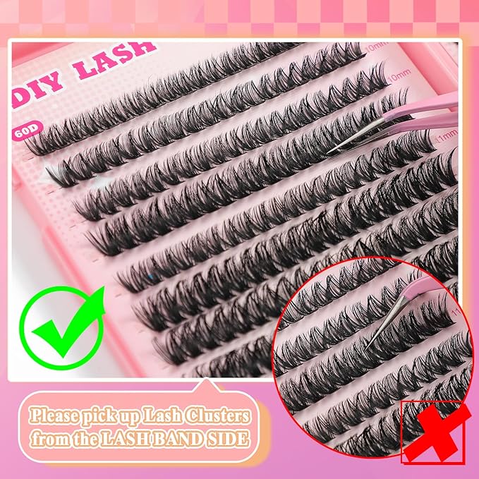 Lash Clusters Kit, 560 Pcs Eyelashes Clusters Kit 9-16mm Individual Lash Extension Kit D Curl Fluffy Wispy False Eyelashes (30D+40D, Lash Clusters)