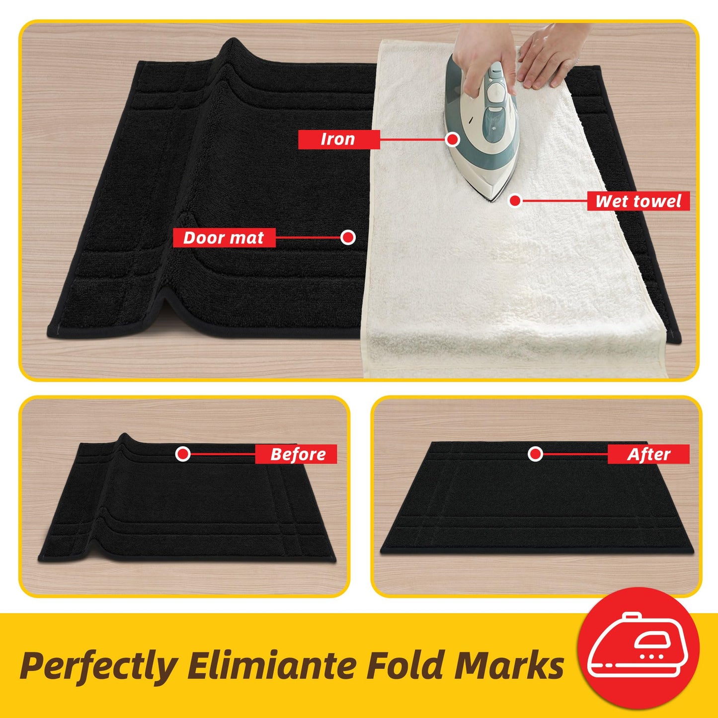 JSEI Entryway Rugs Doormat 36"x60", Non-Slip Dirt Trapper Door Mats Indoor, Washable Absorbent and Stain Resist Welcome Floor Mat for Front Door, Dog Door Mat, Dirty Wet Shoes & Paws, Black